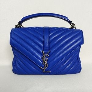 Saint Laurent Calfskin Matelasse Chevron Medium College